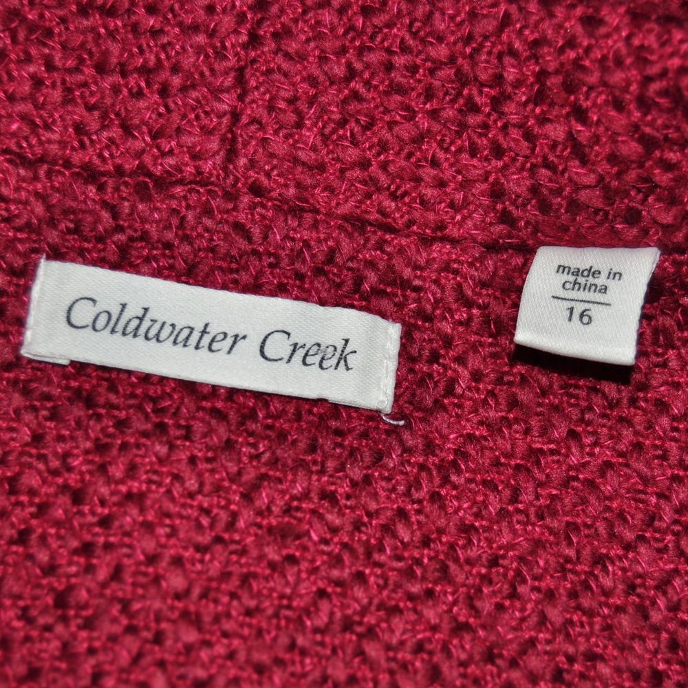 COLDWATER CREEK Cranberry Pebbled Boucle Jacket - Picture 6 of 8